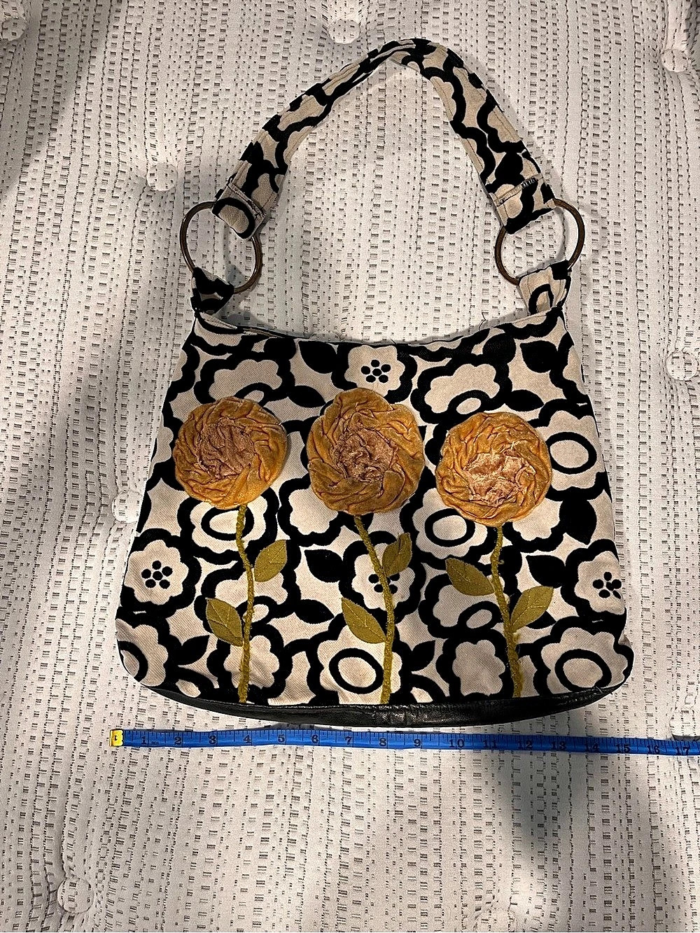 Just Be… Floral Appliqué Shoulder Bag in Black & Cream - so pretty!